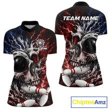 Load image into Gallery viewer, Grunge Skull Women Bowling Quarter-Zip Shirt Custom Youth Bowling Team Outfits
