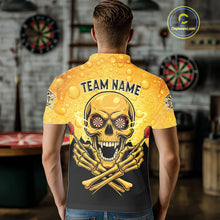 Load image into Gallery viewer, Funny Beer &amp; Skull Dartboard Men Polo Darts Shirt Custom Name &amp; Team Dart Jersey NYN2011