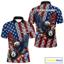 Load image into Gallery viewer, Lightning thunder American flag eagle billiard polo shirt for men