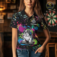 Load image into Gallery viewer, Colorful Paint Funny Dj Music Bulldog Custom Women Darts Polo Shirts Dart League Jerseys NYN2257