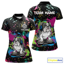 Load image into Gallery viewer, Colorful Paint Funny Dj Music Bulldog Custom Women Darts Polo Shirts Dart League Jerseys NYN2257