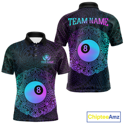 Custom Blue & Purple Tribal 8 Ball Billiard Jersey For Men Billiard Clothes Billiard Team Shirts NYN2924