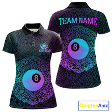 Load image into Gallery viewer, Custom Blue &amp; Purple Tribal 8 Ball Billiard Jersey For Women Billiard Clothes Billiard Team Shirts NYN2924