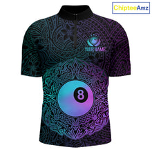 Load image into Gallery viewer, Custom Blue &amp; Purple Tribal 8 Ball Billiard Jersey For Men Billiard Clothes Billiard Team Shirts NYN2924