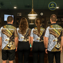 Load image into Gallery viewer, White And Gold Tribal Pattern Billiard Jersey For Men Custom Eagle 8 Ball Billiard Team Shirts NYN2926