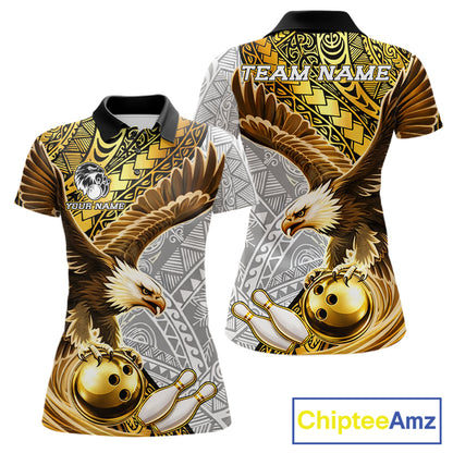 Black And Gold Tribal Bowling Jersey For Women Custom Eagle Tribal Team Shirts Bowling League NYN2927