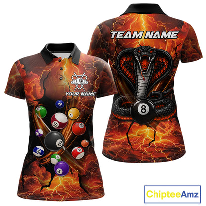 Cobra 8 ball thunder lightning billiard polo shirt for women custom orange jersey