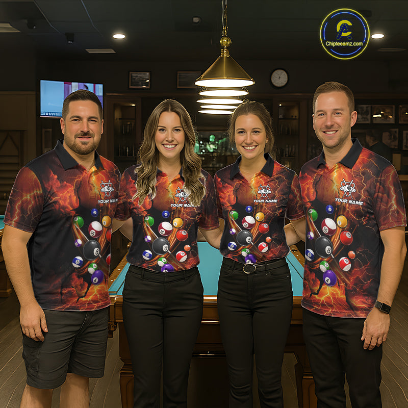 Dragon 8 Ball Cracked Thunder Lightning Billiard Shirts For Men Custom Billiard Team Jersey | Orange NYN3312