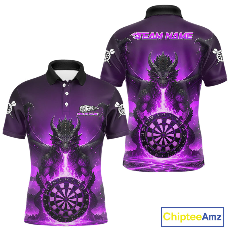 Fire Flame Dragon Purple Darts Custom Men Darts Jersey Flaming Darts League Shirt NYN2041