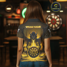 Load image into Gallery viewer, Fire Flame Dragon Yellow Darts Custom Women Darts Jersey Flaming Darts League Shirt NYN2042