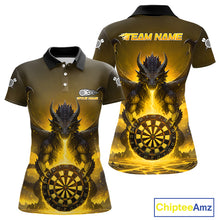 Load image into Gallery viewer, Fire Flame Dragon Yellow Darts Custom Women Darts Jersey Flaming Darts League Shirt NYN2042