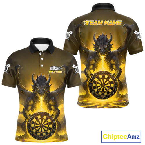 Fire Flame Dragon Yellow Darts Custom Men Darts Jersey Flaming Darts League Shirt NYN2042