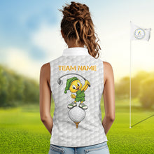 Load image into Gallery viewer, Funny Duck Golfer Polos Sleeveless Outfits Yellow And Green Golf Jerseys For Women, Best Mens Golf Shirts NYN3317