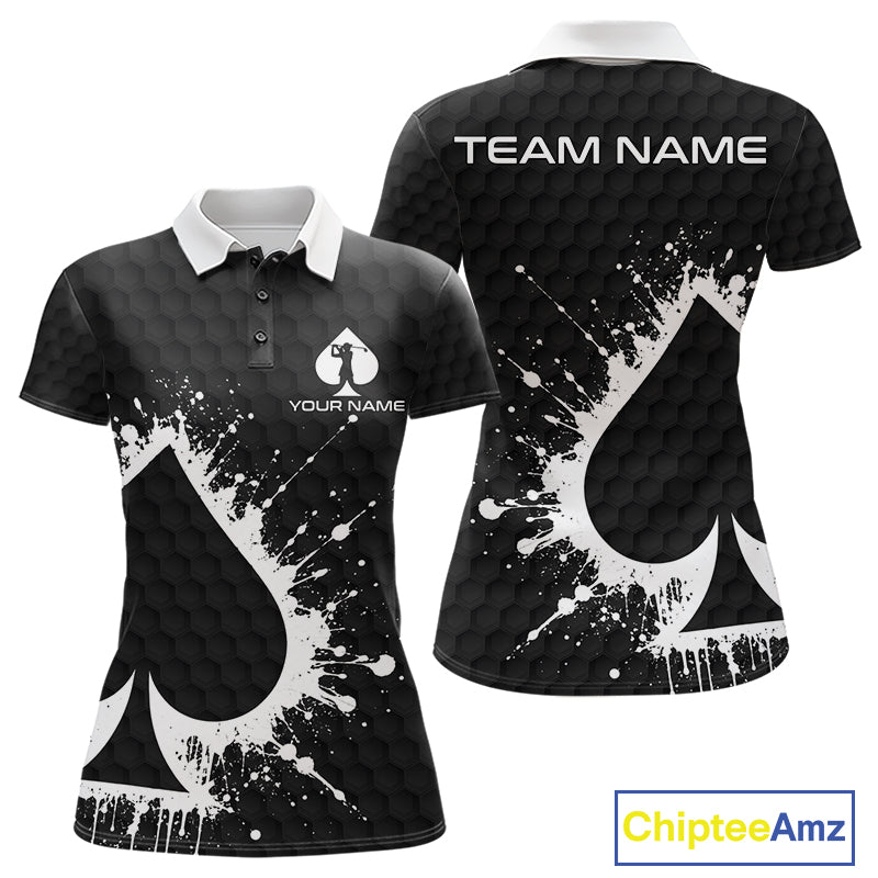 Poker splatter golf polo shirt for women custom name golf team apparel