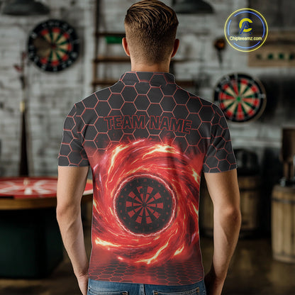 Black & Red Storm Lightning Dartboard Custom Mens Polo Dart Shirt Halftone Dart Jerseys NYN1775
