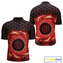 Load image into Gallery viewer, Black &amp; Red Storm Lightning Dartboard Custom Mens Quarter-Zip Dart Shirt Halftone Dart Jerseys NYN1775