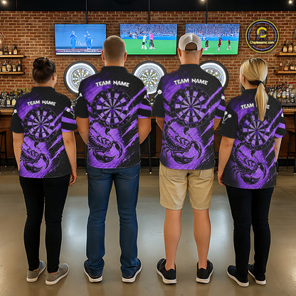 Black And Purple Grunge Scorpion Custom Funny Darts Quarter-Zip Shirts Women Dart Team Jerseys NYN2274