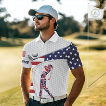 Load image into Gallery viewer, American Flag Patriot Personalized Golf White Mens Golf Polo Shirts Custom Name Golf Gifts NYN3148