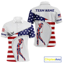 Load image into Gallery viewer, American Flag Patriot Personalized Golf White Mens Golf Polo Shirts Custom Name Golf Gifts NYN3148