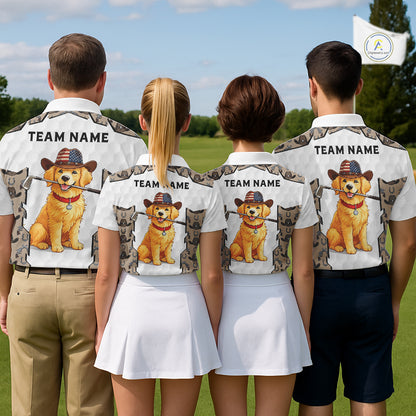 Personalized Cowboy Pattern White Golf Ball Mens Golden Golf Polo Shirts Custom Name Golf Gifts NYN3151