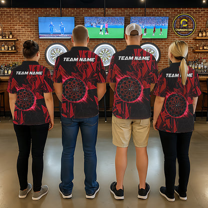 Red Broken Glass Dartboard Lightning Dart Shirt Custom Dart Jersey For Men, Gifts For Dart Players NYN3336