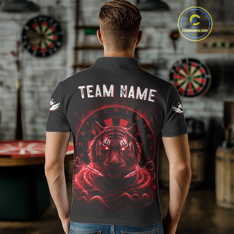 Black And Red Smokes Tiger Dartboard Custom Mens Polo Dart Shirt Funny Dart Jerseys NYN1783