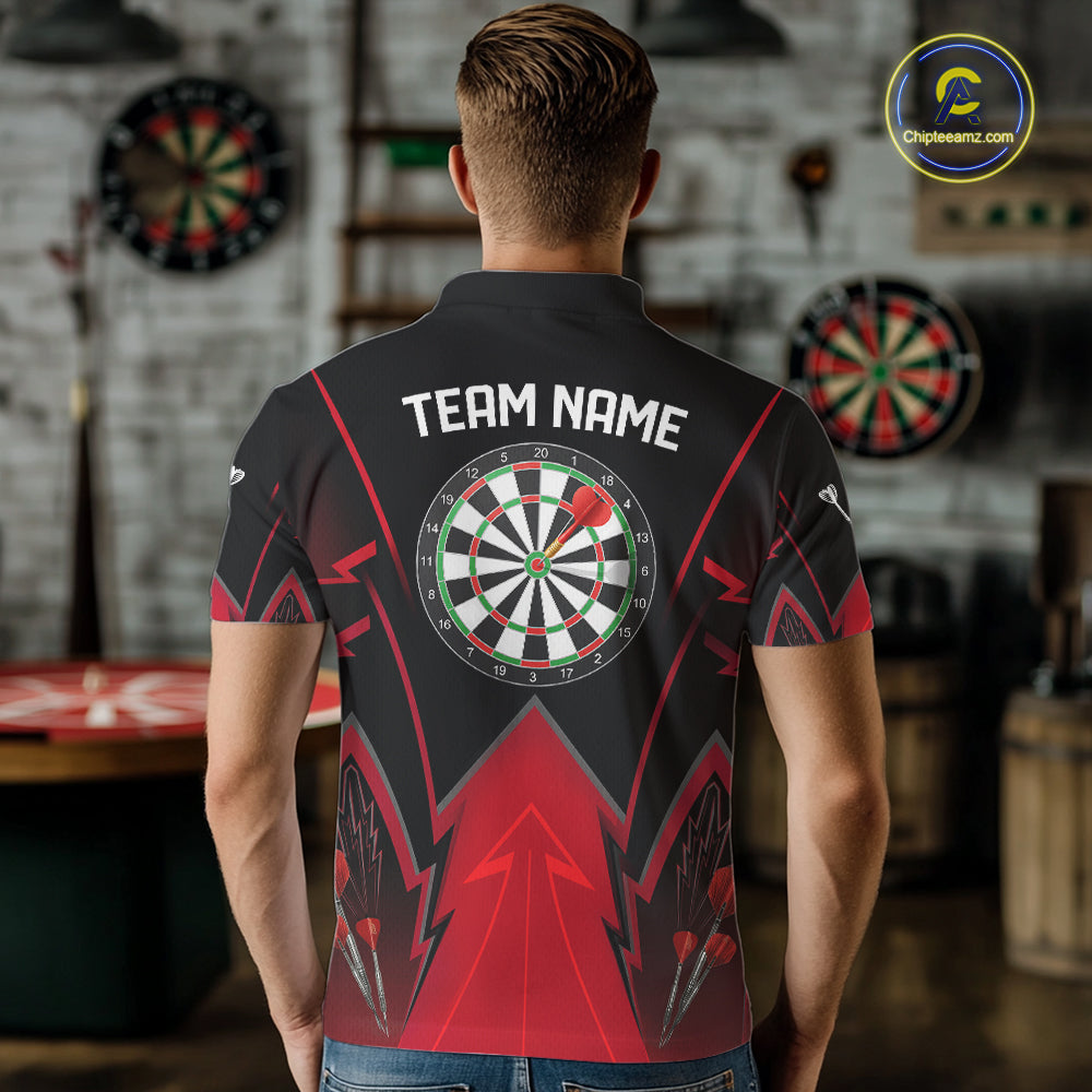 Personalized Blue Dartboard & Arrow Darts Polo & 1/4-Zip Shirt For Men Dart Team Jerseys NYN2945