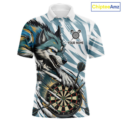 Personalized Cracked Darts Polo & Quarter Zip Shirt Custom Funny Wolf Claws Darts Attire For Men NYN2950