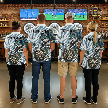 Personalized Cracked Darts Polo & Quarter Zip Shirt Custom Funny Wolf Claws Darts Attire For Men NYN2950