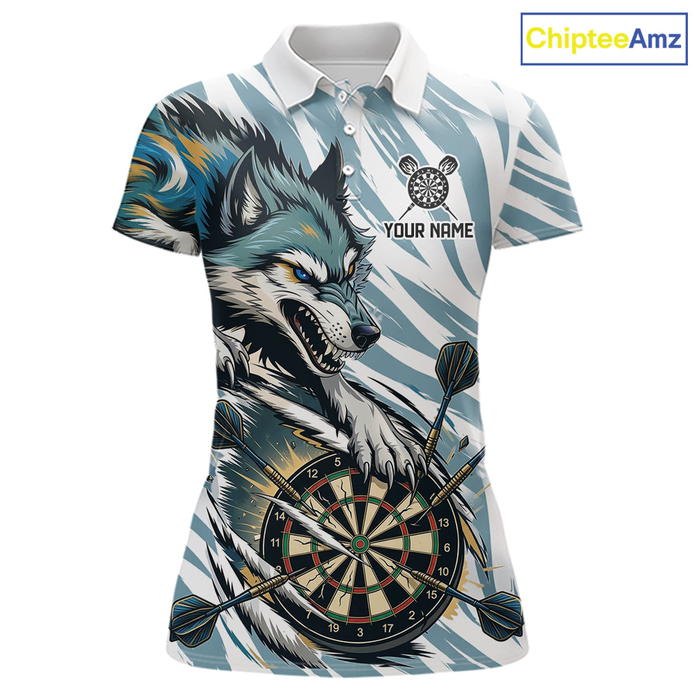 Personalized Cracked Darts Polo & Quarter Zip Shirt Custom Funny Wolf Claws Darts Attire For Women NYN2950