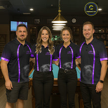 Load image into Gallery viewer, Black&amp;Purple Thunder Lightning 8 Ball Pool Billiard Jerseys For Women Custom Billiard Team Shirt NYN3158