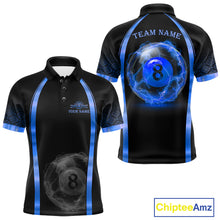 Load image into Gallery viewer, Black&amp;Blue Thunder Lightning 8 Ball Pool Billiard Jerseys For Men Custom Billiard Team Shirt NYN3159