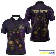 Load image into Gallery viewer, Purple Dripping Cobra Dartboard Custom Men's Polo Darts Shirt Grunge Skull Darts Jersey NYN1797