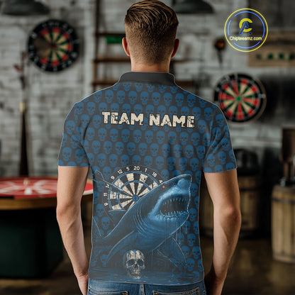 Blue Dripping Cobra Dartboard Custom Men's Polo Darts Shirt Grunge Skull Darts Jersey NYN1799