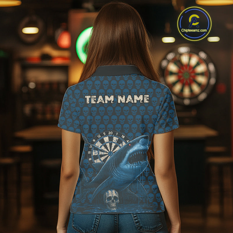 Blue Dripping Cobra Dartboard Custom Women Polo Darts Shirt Grunge Skull Darts Jersey NYN1799