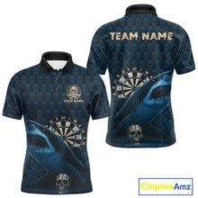 Load image into Gallery viewer, Blue Dripping Cobra Dartboard Custom Men's Polo Darts Shirt Grunge Skull Darts Jersey NYN1799
