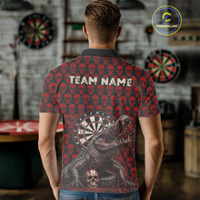 Load image into Gallery viewer, Funny Shark Blue Grunge Dartboard Custom Men's Polo Darts Shirt Skull Darts Jersey NYN1800