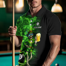 Load image into Gallery viewer, Fire Flame Shamrock Skeleton St Patrick's Day Men Billiard Shirts Custom Pool 8 Balls Billiard Attire NYN2741