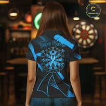 Load image into Gallery viewer, Custom Black &amp; Blue Grunge Ribbon Dart Shirts For Women Prostate Cancer Awareness Darts Team Jersey NYN3346