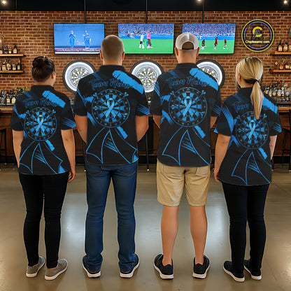 Custom Black & Blue Grunge Ribbon Dart Shirts For Men Prostate Cancer Awareness Darts Team Jersey NYN3346