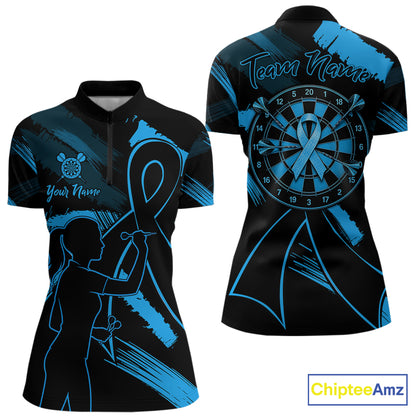 Black and blue grunge ribbon dart shirt for women prostate cancer awareness jersey