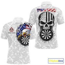 Load image into Gallery viewer, American flag skull eagle grey camo darts shirt for men patriotic outfit