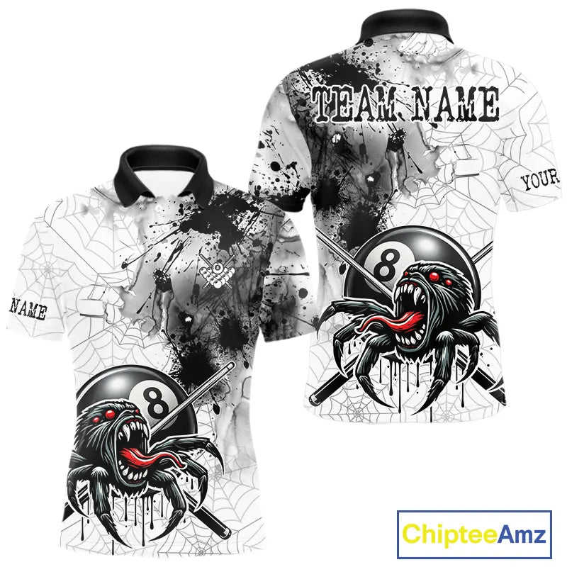 Funny Spider Billiard Pool Shirts For Men Custom Grunge Ball 8 Billiard League Jerseys NYN2304