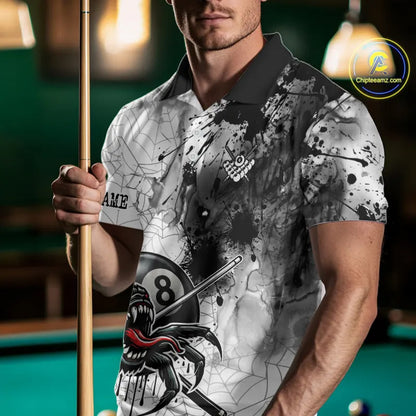 Funny Spider Billiard Pool Shirts For Men Custom Grunge Ball 8 Billiard League Jerseys NYN2304