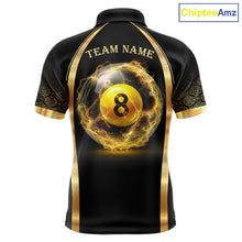 Load image into Gallery viewer, Black &amp; Gold Thunder Lightning Yellow 8 Ball Pool Billiard Jerseys For Men Custom Billiard Team Shirt NYN2752