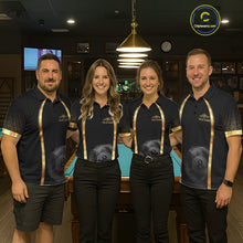 Load image into Gallery viewer, Black &amp; Gold Thunder Lightning Yellow 8 Ball Pool Billiard Jerseys For Men Custom Billiard Team Shirt NYN2752