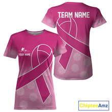 Load image into Gallery viewer, Pink ribbon pickleball tshirt for women breast cancer pickleball apparel