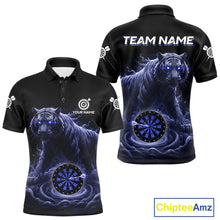 Load image into Gallery viewer, Custom Blue Smokes Funny Tiger Dartboard Men Darts Polo Shirt, Outfits Dart Jerseys NYN1811