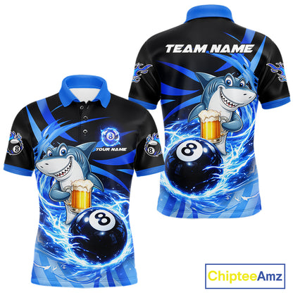 Thunder Lighting Blue 8 Ball Billiard Pool Shirt For Men Custom Funny Shark Billiard Team Appeal NYN2766