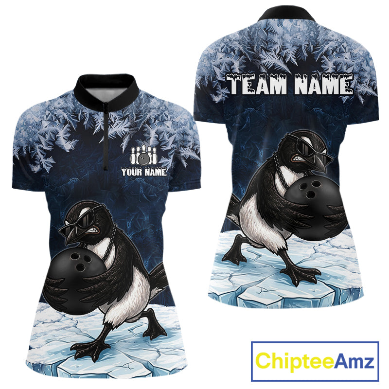 Funny Great Auk Icy Bowling Ball Shirts For Women Custom Snowflake Bowling Jersey, Gift For Bowlers NYN3172